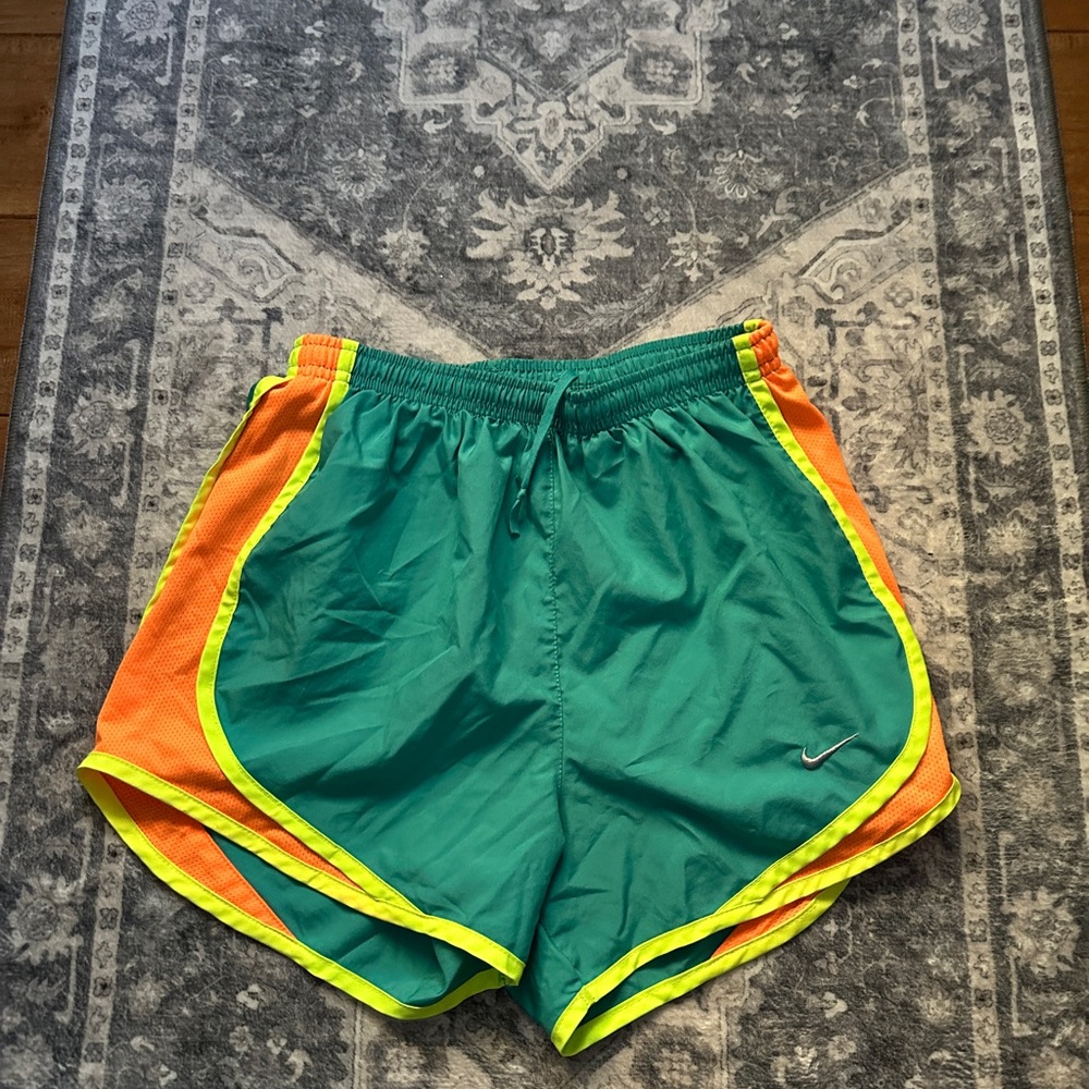 Green and Orange Nike Athletic Shorts